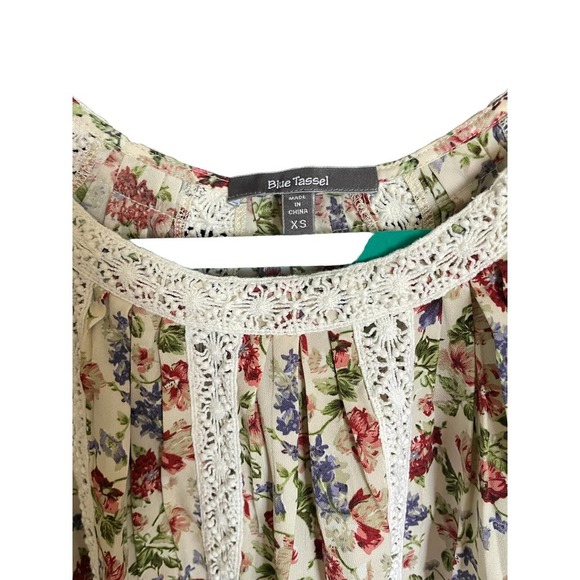 Blue Tassel by Anthropologie Maylou Open-Shoulder Blouse Size XS Multicolor - Picture 5 of 10